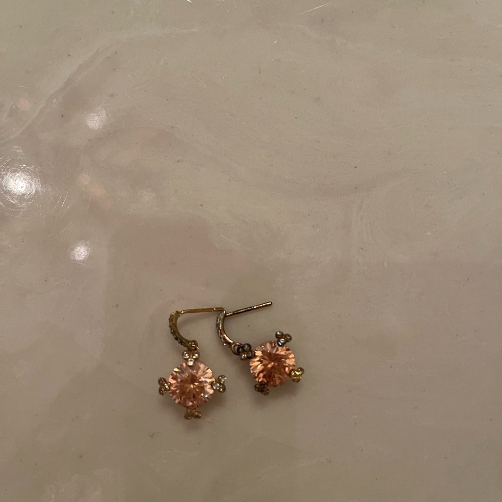 Swarovski Gold and Peach-Rose Crystal Earrings Sorreli - Picture 2 of 2